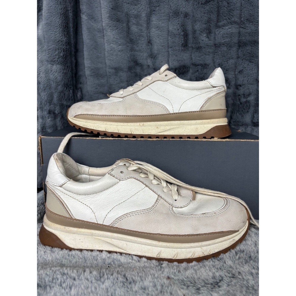 Madewell MWL Court Sneakers White Cream Tan Leather Suede Low Top MB857 Womens 8